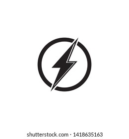 Black Thunder and Bolt Lighting Flash Icons Set. Flat Style