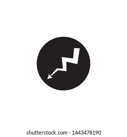 Black Thunder and Bolt Lighting Flash Icons Set. Flat Style