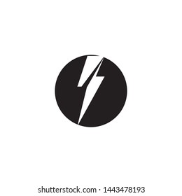 Black Thunder and Bolt Lighting Flash Icons Set. Flat Style