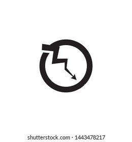 Black Thunder and Bolt Lighting Flash Icons Set. Flat Style
