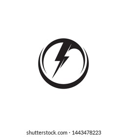 Black Thunder and Bolt Lighting Flash Icons Set. Flat Style