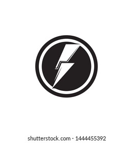 Black Thunder and Bolt Lighting Flash Icons Set. Flat Style on Dark Background. Vector