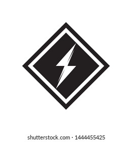 Black Thunder and Bolt Lighting Flash Icons Set. Flat Style on Dark Background. Vector