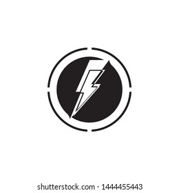 Black Thunder and Bolt Lighting Flash Icons Set. Flat Style on Dark Background. Vector