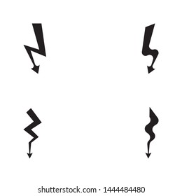 Black Thunder and Bolt Lighting Flash Icons Set. Flat Style