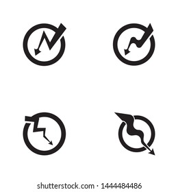 Black Thunder and Bolt Lighting Flash Icons Set. Flat Style
