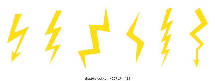 Black Thunder Bolt Vector Icon, Lightning strick symbol, Graphic elements, Vector stock