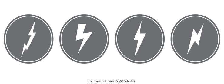 Black Thunder Bolt Vector Icon, Lightning strick symbol, Graphic elements, Vector stock