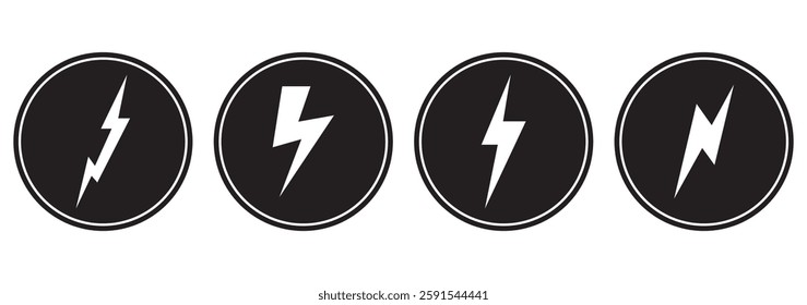 Black Thunder Bolt Vector Icon, Lightning strick symbol, Graphic elements, Vector stock