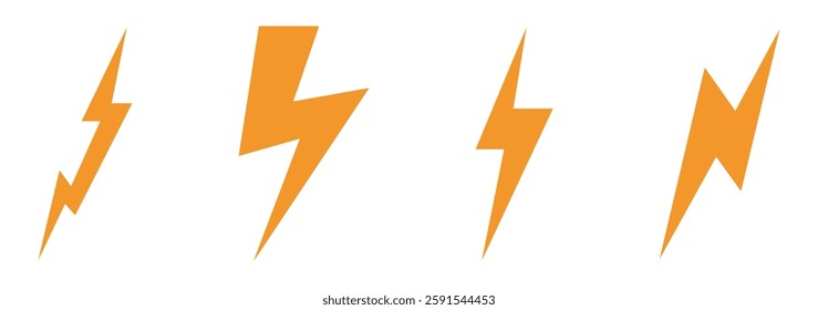 Black Thunder Bolt Vector Icon, Lightning strick symbol, Graphic elements, Vector stock
