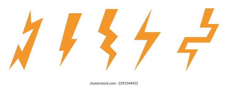 Black Thunder Bolt Vector Icon, Lightning strick symbol, Graphic elements, Vector stock
