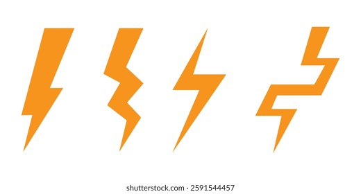 Black Thunder Bolt Vector Icon, Lightning strick symbol, Graphic elements, Vector stock
