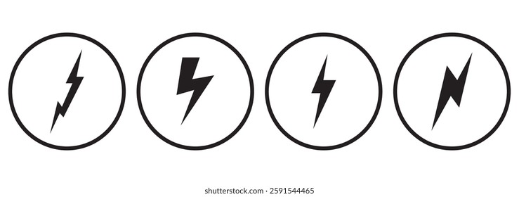 Black Thunder Bolt Vector Icon, Lightning strick symbol, Graphic elements, Vector stock
