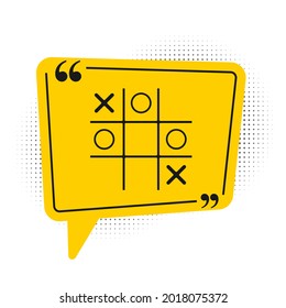 Black Tic tac toe game icon isolated on white background. Yellow speech bubble symbol. Vector