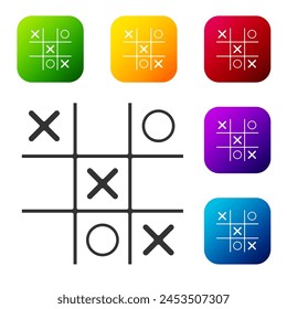 Black Tic tac toe game icon isolated on white background. Set icons in color square buttons. Vector