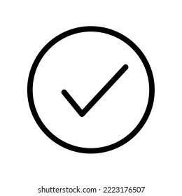 black tick icon vector with circle border
