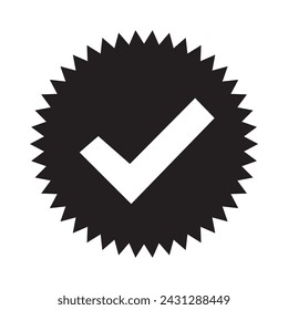 Schwarzes Häkchen Symbol Vektor-Symbol, Häkchen auf weißem Hintergrund isoliert, Häkchen-Symbol oder korrektes Auswahlzeichen, Häkchen oder Kontrollkästchen-Piktogramm, eps10