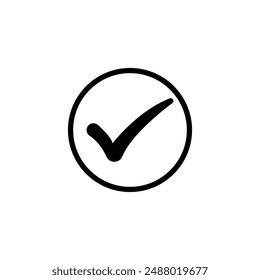 black Tick icon vector symbol, checkmark isolated on white background. Check list button icon. Check mark icon.
