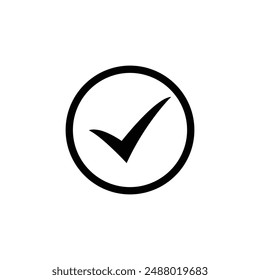 Vector negro del icono de la garrapata, marca de verificación aislada sobre fondo blanco. Icono de Botón de lista de comprobación. Icono de marca.