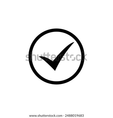 black Tick icon vector symbol, checkmark isolated on white background. Check list button icon. Check mark icon.