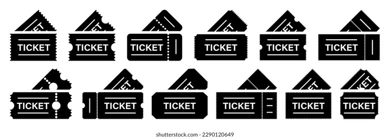 Black ticket coupon template collection. Set of black ticket coupon