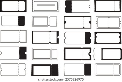 
black ticket frame icon set
