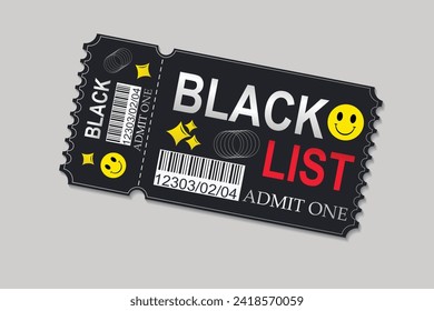 black ticket with futuristic design in vector