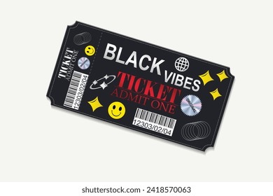 black ticket with futuristic design in vector