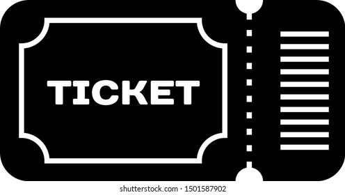 Black Ticket icon isolated on white background.  Vector Illustration