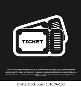 Black Ticket icon isolated on black background.  Vector Illustration