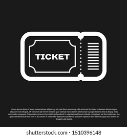 Black Ticket icon isolated on black background.  Vector Illustration