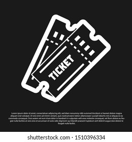 Black Ticket icon isolated on black background.  Vector Illustration