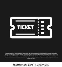 Black Ticket icon isolated on black background.  Vector Illustration