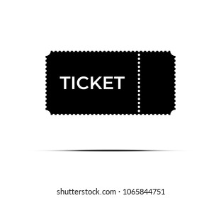 Black ticket icon on white background. Vector illustration.