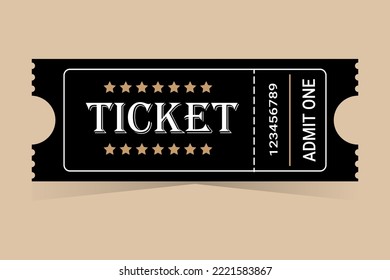 Black ticket for one person on a colored background.  Vector stock illustration.