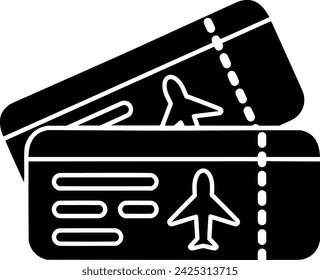 black ticket silhouette or flat passport illustration of travel logo tourism for vacation with journey icon and tourist shape world as holiday to flight