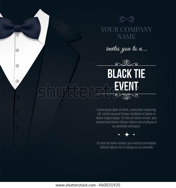 Black Tie Event Invitation. Elegant black\
and white card. Vector\
illustration
