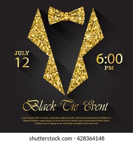 Black Tie Event Invitation, Vector Illustration
