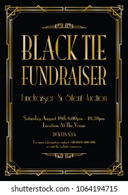 Black Tie Fundraiser Art Deco Background