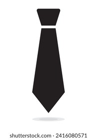 Black tie icon design, simple tie silhouette, flat style vector illustration isolated on a white background. Necktie symbol for your web site design, logo, app, UI. Vector illustration, EPS10.