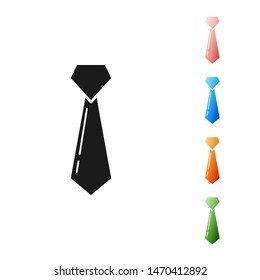 Black Tie icon isolated on white background. Necktie and neckcloth symbol. Set icons colorful. Vector Illustration