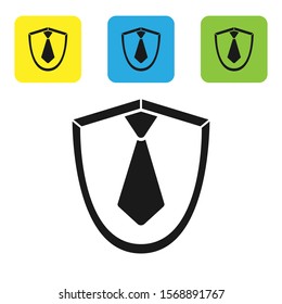 Black Tie icon isolated on white background. Necktie and neckcloth symbol. Set icons colorful square buttons. Vector Illustration