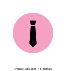 Black tie icon vector. Pink circle. Pink button
