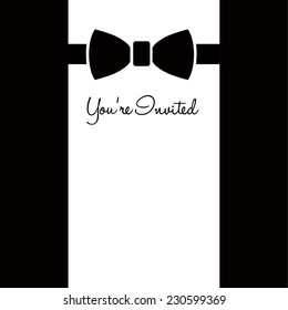 Black Tie Invite Bow Tie, You're Invited, Vector Illustration