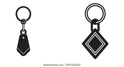 Black Tie Keychain Designs Featuring Classic Bow Tie and Diamond Shape Pendant Attached to Carabiner Style Ring