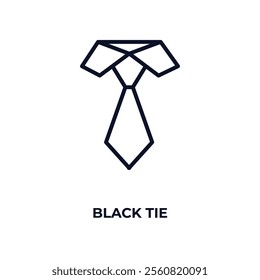 black tie outline icon. Linear vector from business concept. Thin line black tie icon isolated on white background