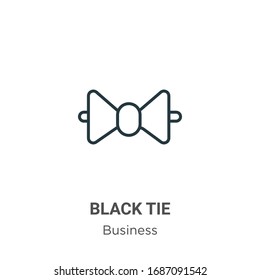 Black tie outline vector icon. Thin line black black tie icon, flat vector simple element illustration from editable business concept isolated stroke on white background
