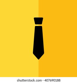 Black tie vector icon. Yellow background