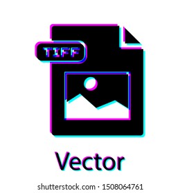 Black TIFF file document. Download tiff button icon isolated on white background. TIFF file symbol.  Vector Illustration