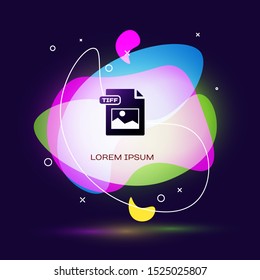 Black TIFF file document. Download tiff button icon isolated on dark blue background. TIFF file symbol. Abstract banner with liquid shapes. Vector Illustration